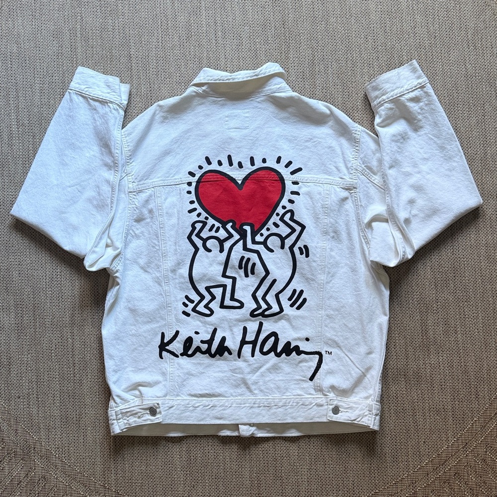 H&M Keith Haring White Denim Jacket
